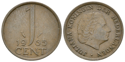 Нидерланды 1 цент 1965 Юлиана (1948-1980) КМ 180 бронза 61-1253
