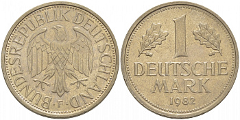 ФРГ 1 МАРКА 1982 F KM 110 J 385 медно-никель 3996-743