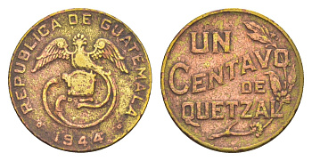 Гватемала 1 сентаво 1944 KM 251 латунь 4644-254