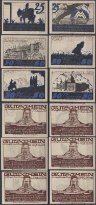 Лейпциг полный набор из 6 нотгельдов (25 и 50 пфеннигов) 1921 Grabowski 784.2 бумага UNC (пресс) 7556-1-1-1