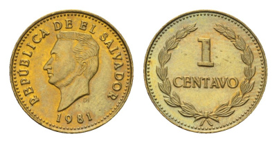Сальвадор 1 сентаво 1981 год-тип KM 135.2a латунь UNC 4668-543