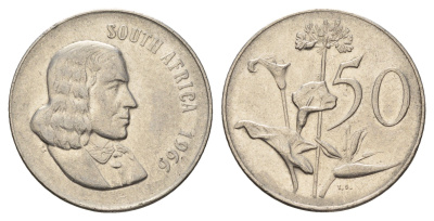 ЮАР 50 центов 1966 Ян ван Рибек (1619-1677), South Africa, легенда на английском, Зантедеския Эллиота (калла) KM 70.1 никель 4604-954