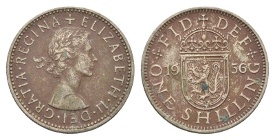 Великобритания 1 шиллинг 1953 Елизавета II (1952-2022), Шотландский герб KM 891, Spink 4140 медно-никель 4663-213