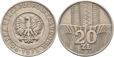Польша 20 злотых 1973 монетный двор Кремница KM 67, Parchimowicz 245a медно-никель 75-342