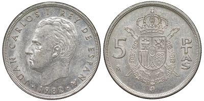 Испания 5 песета 1982 KM 823 медно-никель 4176-135