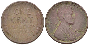 США 1 ЦЕНТ 1936 ЛИНКОЛЬН KM 132 бронза 3309-434