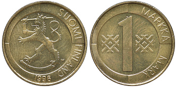 Финляндия 1 марка 1996 M KM 76 алюминиевая бронза UNC 259-511