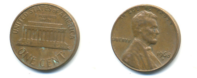 США 1 ЦЕНТ 1968 D, ЛИНКОЛЬН KM 201 медь цинк 86-165