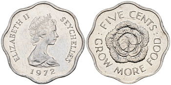 Сейшельские острова 5 центов 1972 FAO, цветок, Елизавета II (1952-2022) KM 18 алюминий UNC 4588-641