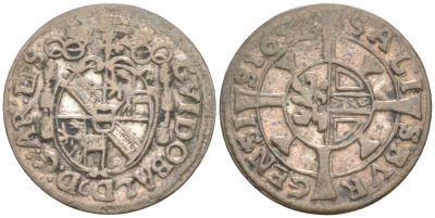 ЗАЛЬЦБУРГ, АВСТРИЯ 1 КРЕЙЦЕР 1657 KM 159 серебро 4549-648