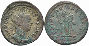 Римская Империя аврелианиан 276 Тацит TEMPORVM FELICITAS Лугдун Good Very fine RIC 63 бронза, серебрение 1073-17-16