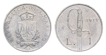 Сан-Марино 1 лира 1979 Институциональные органы государства KM 89 алюминий UNC 4647-223