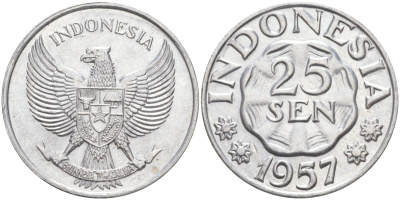 Индонезия 25 сен 1957 KM 11 алюминий 217-622