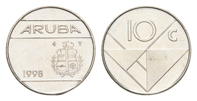Аруба 10 центов 1998 KM 2 сталь плакированная никелем UNC 4659-1245