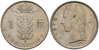 Бельгия 1 франк 1975 Belgique, Бодуэн I (1951-1993) KM 142 медно-никель 4156-625