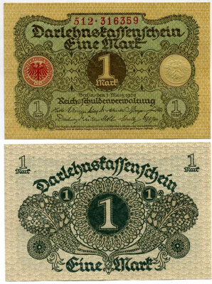 ГЕРМАНИЯ 1 МАРКА 1920 1 МАРТА 1920, ВЕЙМАРСКАЯ РЕСПУБЛИКА Pick 58 бумага аUNC 7547-30-4