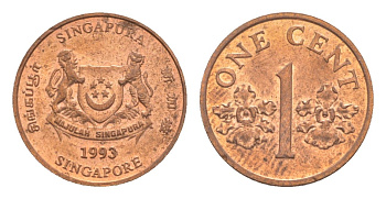 Сингапур 1 цент 1993 KM 98 цинк с медным покрытием 4640-629
