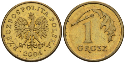 Польша 1 грош 2004 MW KM 276, Parchimowicz 701m латунь 4580-458