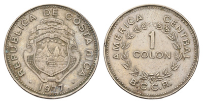 Коста-Рика 1 колон 1977 KM 186.4 медно-никель 183-941