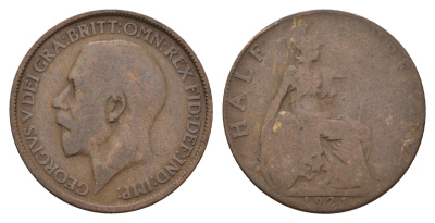 Великобритания 1/2 пенни 1921 Георг V (1910-1936) KM 809, Spink?4056 бронза 4675-357