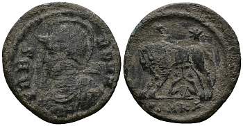 Римская Империя нуммий 332 - 333 Константин I Великий VRBS ROMA Кизик Very fine (степень редкости R4) RIC 105 бронза 1073-6-43