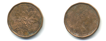 Канада 1 цент 1982 Елизавета II (1952-2022), кленовый лист KM 132 бронза 177-1367