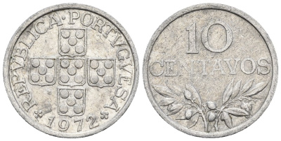 Португалия 10 сентаво 1972 KM 594 алюминий 4147-561