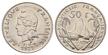 Французская Полинезия 50 франков 1975 KM 13 никель UNC 4112-635