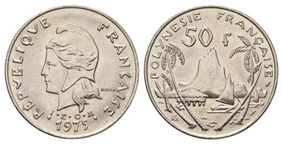 Французская Полинезия 50 франков 1975 KM 13 никель UNC 4112-635