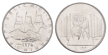 Сан-Марино 100 лир 1976 Республика KM 57 нержавеющая сталь UNC 4648-241