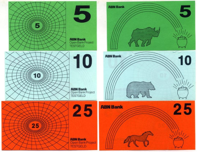 НИДЕРЛАНДЫ НАБОР ИЗ 6 БАНКНОТ ND НА ОТКРЫТИЕ БАНКА ABN (5, 10, 25, 50, 100, 250) бумага UNC (ПРЕСС) 7146-2-1-1