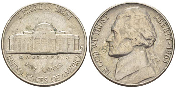 США 5 ЦЕНТОВ 1963 ДЖЕФФЕРСОН KM А192 медно-никель 119-851