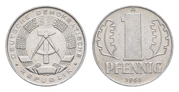 ГДР 1 пфенниг 1968 A KM 8.1 алюминий 4630-626