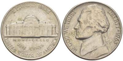 США 5 ЦЕНТОВ 1963 ДЖЕФФЕРСОН KM А192 медно-никель 119-851