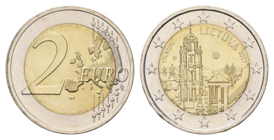 Литва 2 евро 2017 Вильнюс KM 228 биметалл UNC 4654-1136