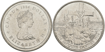 Канада 1 доллар 1984 Жак Картье KM 141 никель UNC 97-233