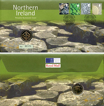 Великобритания 1 фунт 2001 Елизавета II (1952-2022), в оригинальном конверте, с марками, первый день гашения KM 1013, Spink J16 медно-никель BU 4-3-8-56