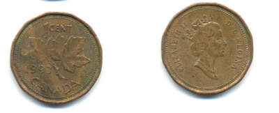 Канада 1 цент 1993 Елизавета II (1952-2022), кленовый лист KM 181 бронза 177-1436