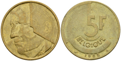 Бельгия 5 франков 1986 Belgique, Бодуэн I (1951-1993) KM 163 алюминиевая бронза 4601-151