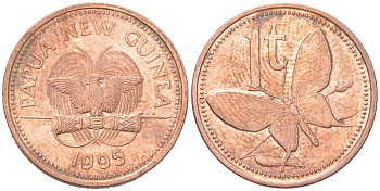 Папуа-Новая Гвинея 1 тойя 1995 редкий год KM 1 бронза aUNC 4614-833