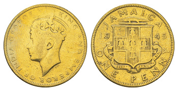 Ямайка 1 пенни 1945 KM 32 никель латунь 4628-533