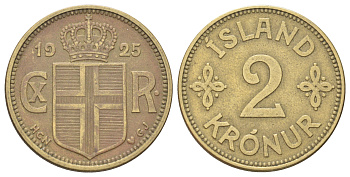 Исландия 2 кроны 1925 KM 4.1 алюминиевая бронза 4666-857