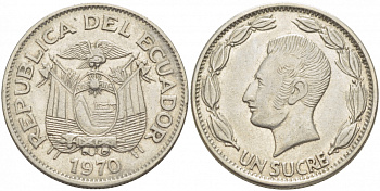 ЭКВАДОР 1 СУКРЕ 1970 АНТОНИО ХОСЕ де СУКРЕ KM 78b сталь плакированная никелем 212-1127