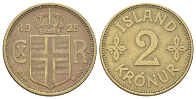Исландия 2 кроны 1925 KM 4.1 алюминиевая бронза 4666-857