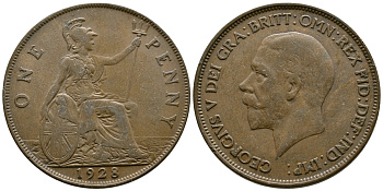 Великобритания 1 пенни 1928 Георг V (1910-1936) КМ 838, Spink 4055 бронза 73-414
