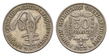 Западная Африка (BCEAO) 50 франков 1972 KM 6 медно-никель 4650-745