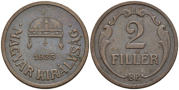 Венгрия 2 филлера 1935 BP KM 506 бронза 4115-1138