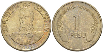 Колумбия 1 песо 1979 Симон Боливар KM 258.2 медно-никель 77-1037
