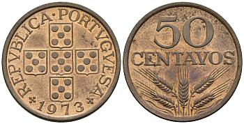 Португалия 50 сентаво 1973 KM 596 бронза 4148-351