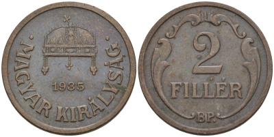 Венгрия 2 филлера 1935 BP KM 506 бронза 4115-1138